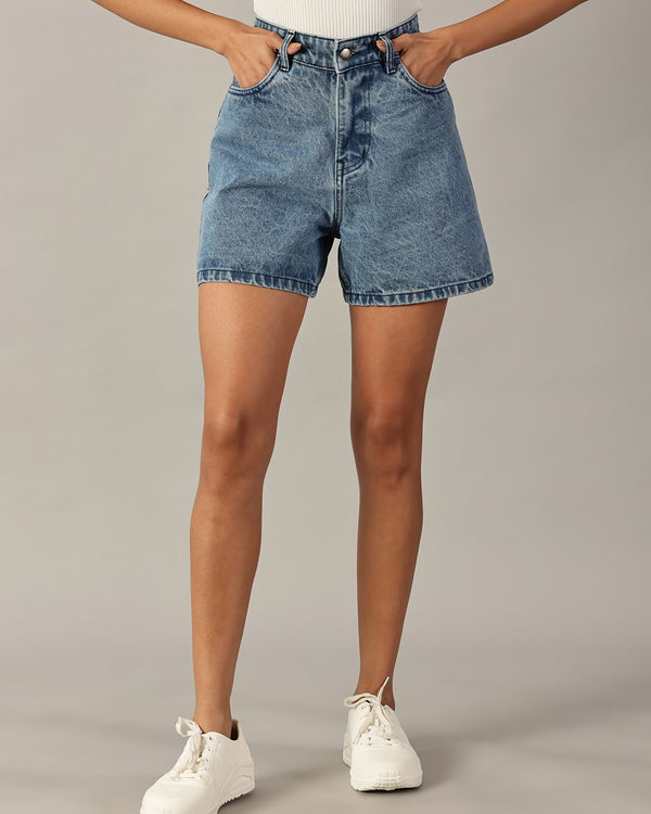 The All-Day High Waisted Denim shorts Mid wash