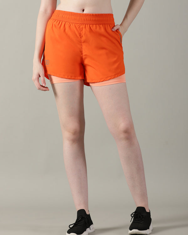 Orange 2-in-1 Run Short