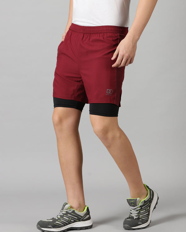 Dares Only Burgundy Hybrid Run Shorts