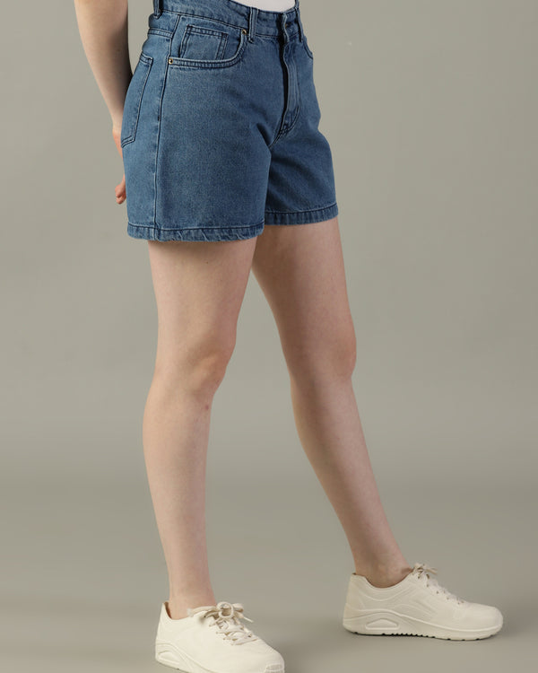 The All-Day High Waisted Denim shorts Mid wash
