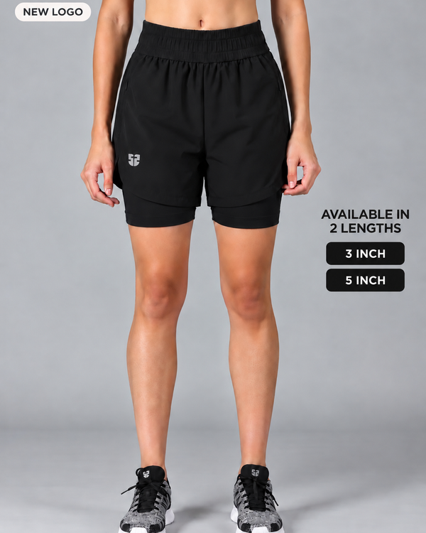 Go-getter 5" Black 2-in-1 Run Short