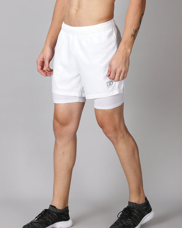 Dares Only Solid White Hybrid Run Shorts