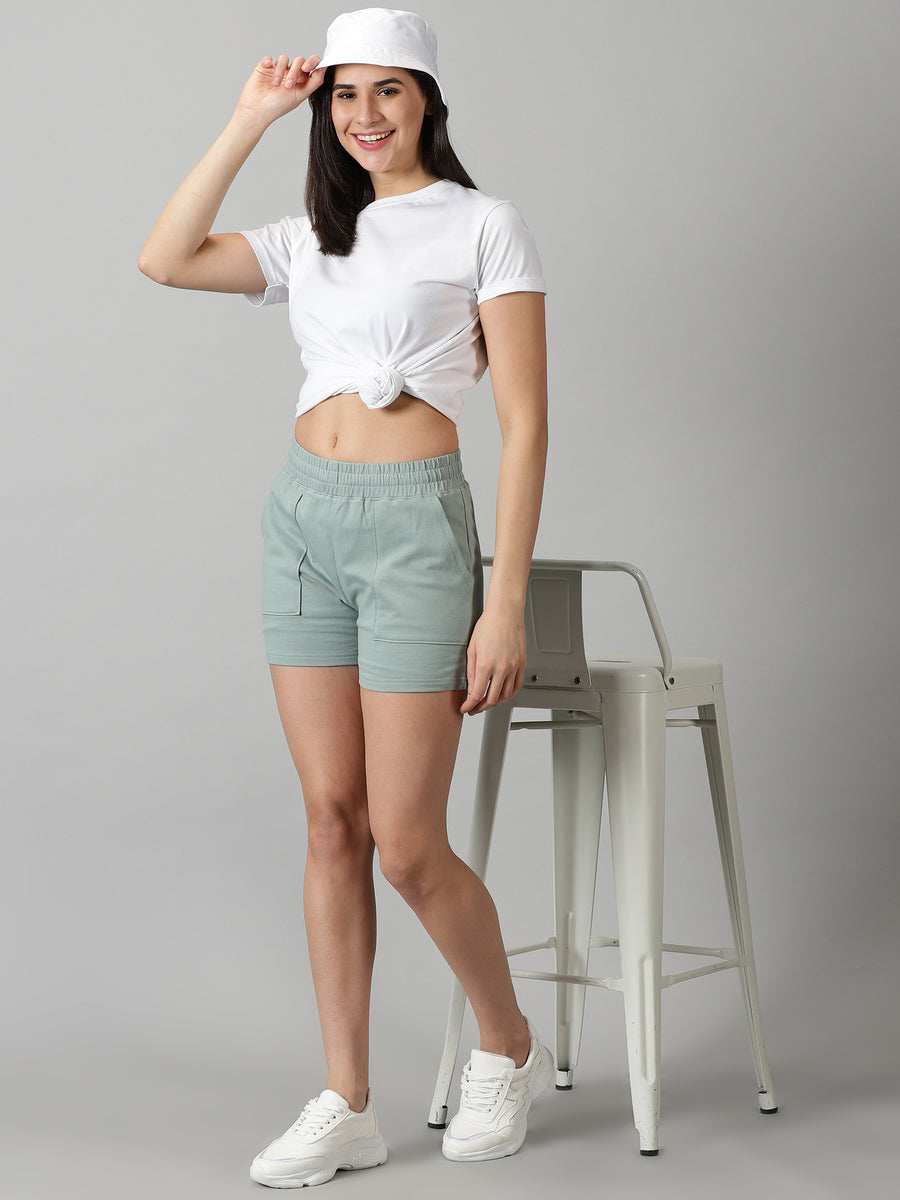 Sage Green Highrise French Terry shorts The Short Store