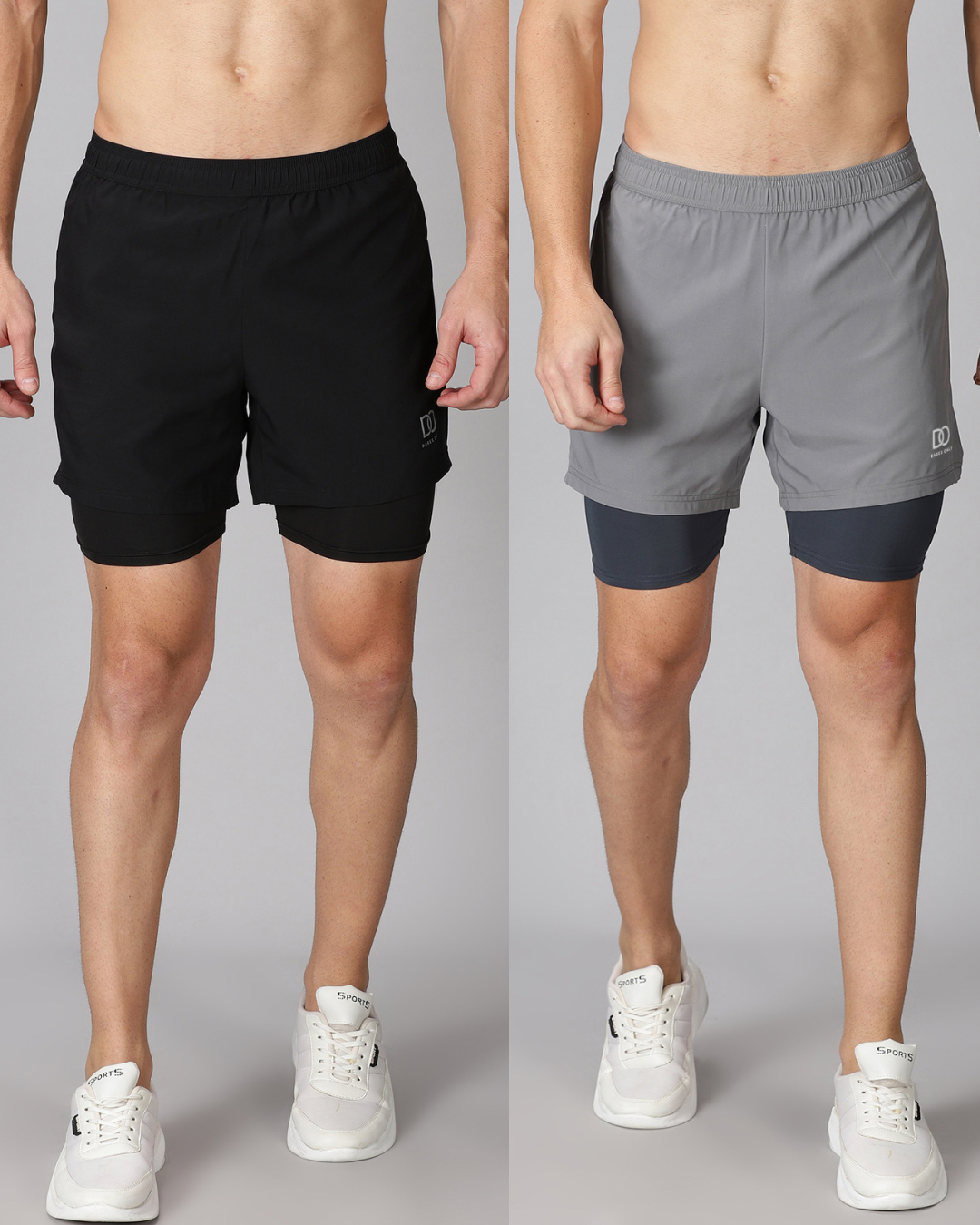 Hybrid Run shorts combo: Black & Graphite