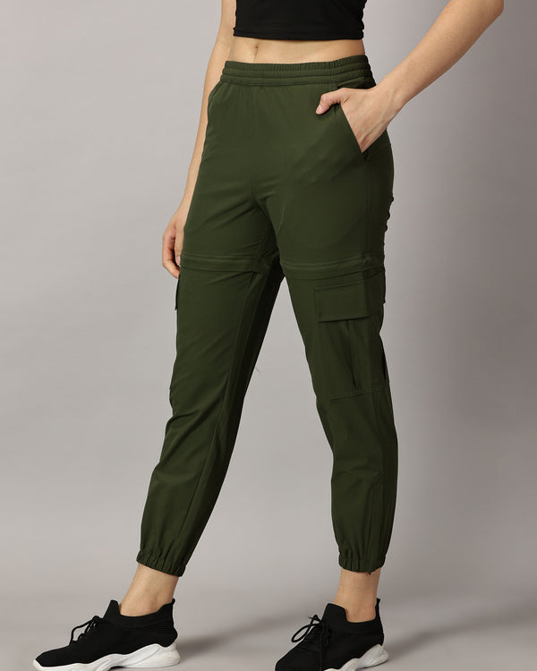 Convertible High-Rise Travel-Trek Pants - Olive Green