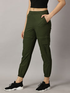 Convertible High-Rise Travel-Trek Pants - Olive Green