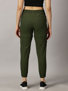 Convertible High-Rise Travel-Trek Pants - Olive Green