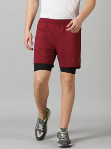 Dares Only Burgundy Hybrid Run Shorts