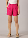 Fuchsia Tailored Linen Shorts