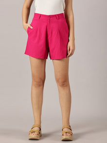 Fuchsia Tailored Linen Shorts
