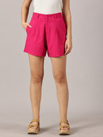Load image into Gallery viewer, Fuchsia Tailored Linen Shorts

