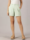 Mint Green Tailored Linen Shorts