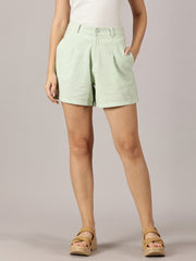 Mint Green Tailored Linen Shorts
