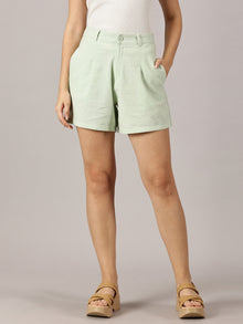 Mint Green Tailored Linen Shorts