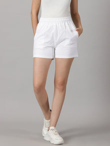 White High-rise French Terry shorts