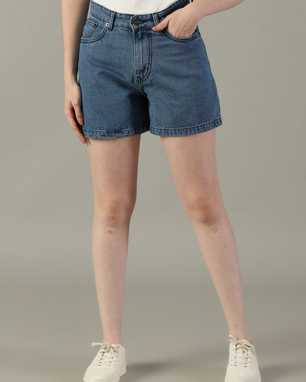 The All-Day High Waisted Denim shorts Mid wash