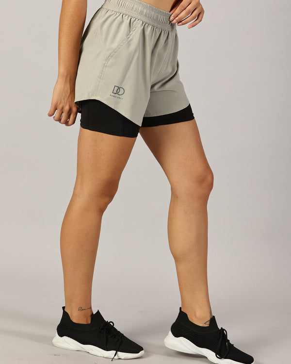 Tech Beige 2-in-1 Run Short