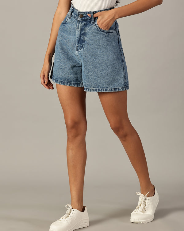 The All-Day High Waisted Denim shorts Mid wash