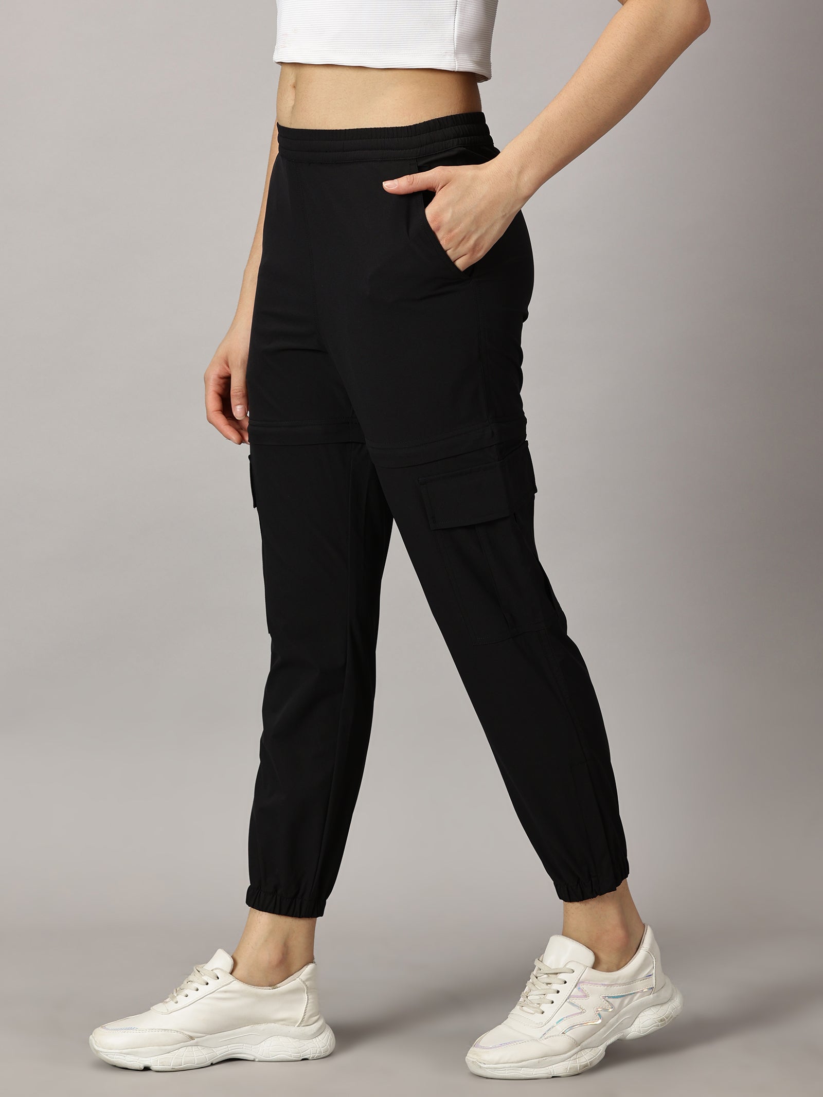 Convertible High-Rise Travel-Trek Pants - Black