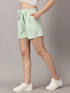 Coastal Charm Mint Green pinstriped shorts