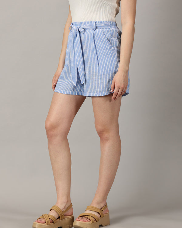 Coastal Charm Aqua pinstripe shorts