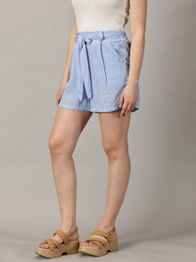 Coastal Charm Aqua pinstripe shorts
