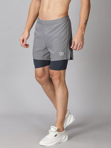 Hybrid Run shorts combo: Black & Graphite