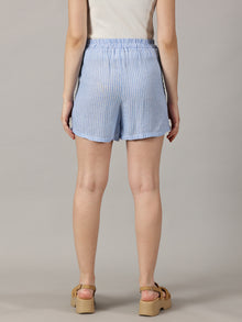 Coastal Charm Aqua pinstripe shorts