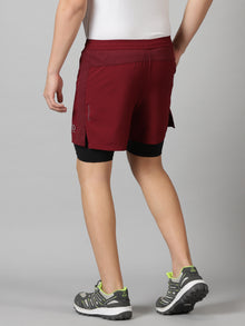 Dares Only Burgundy Hybrid Run Shorts