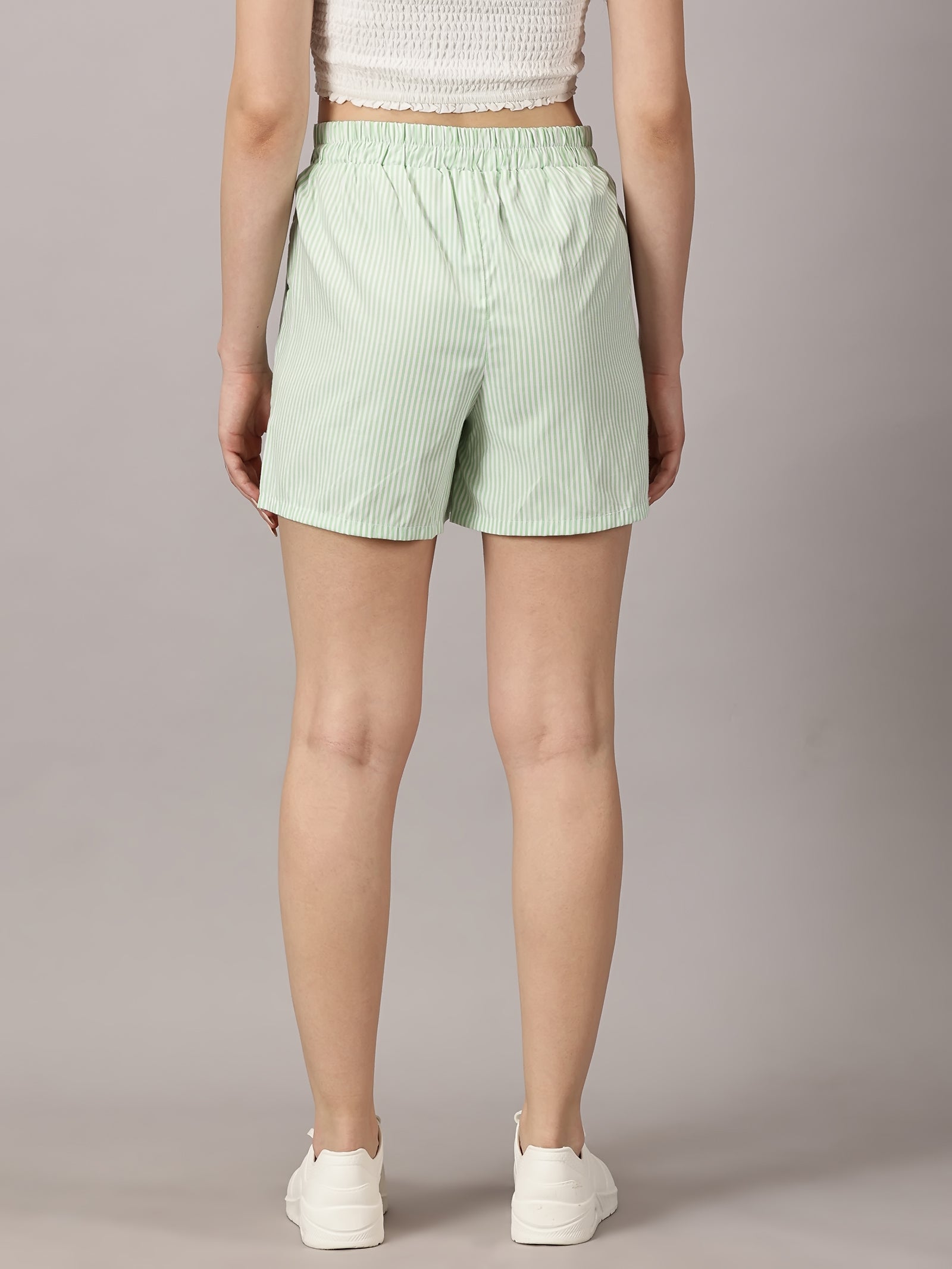 Coastal Charm Mint Green pinstriped shorts