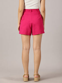 Fuchsia Tailored Linen Shorts
