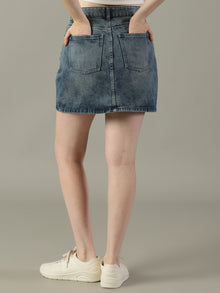The Anywhere Denim Skirt with Built-In Tights – Ice Blue Wash