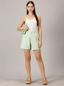 Mint Green Tailored Linen Shorts
