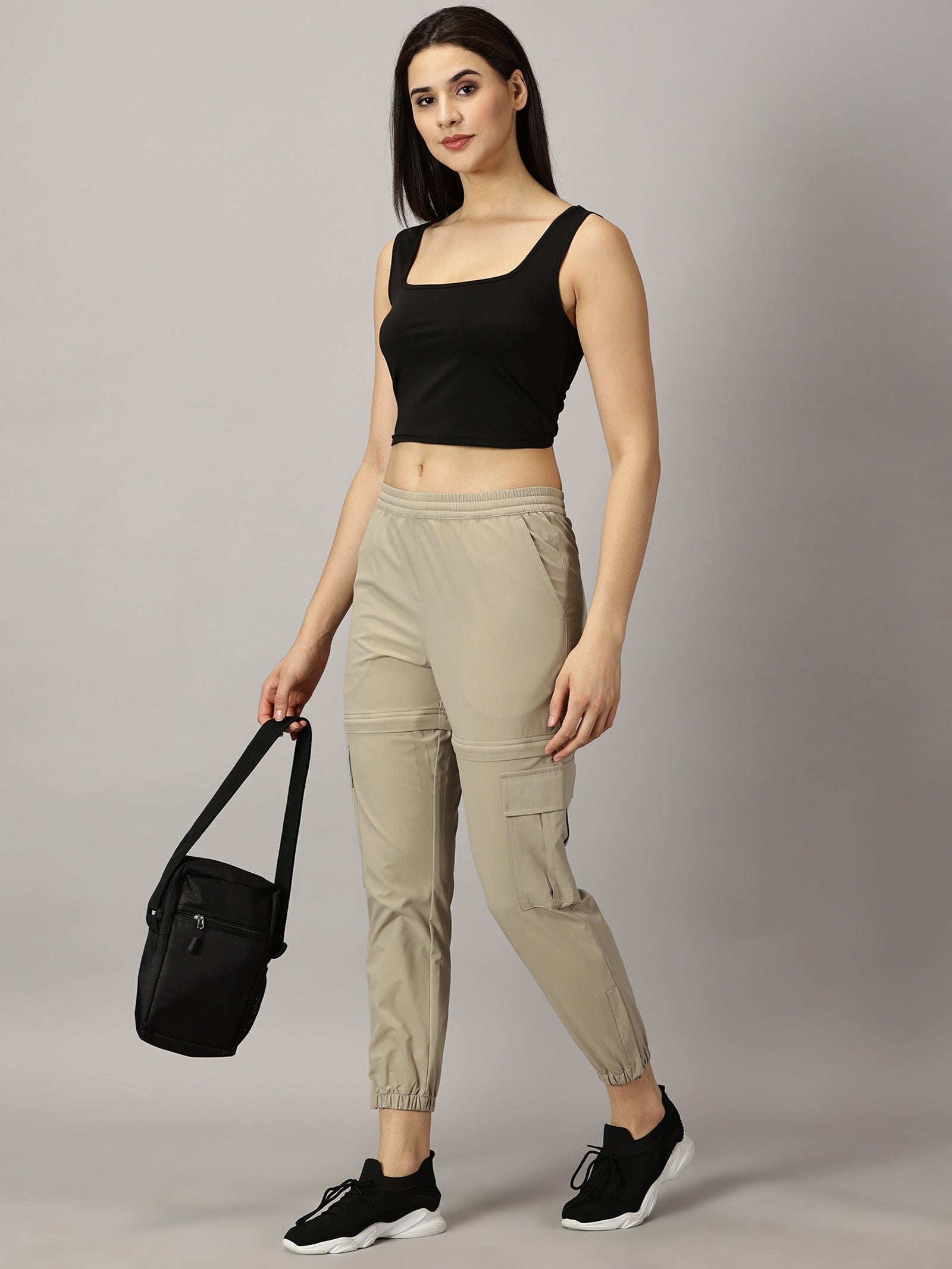 Convertible High-Rise Travel-Trek Pants - Beige