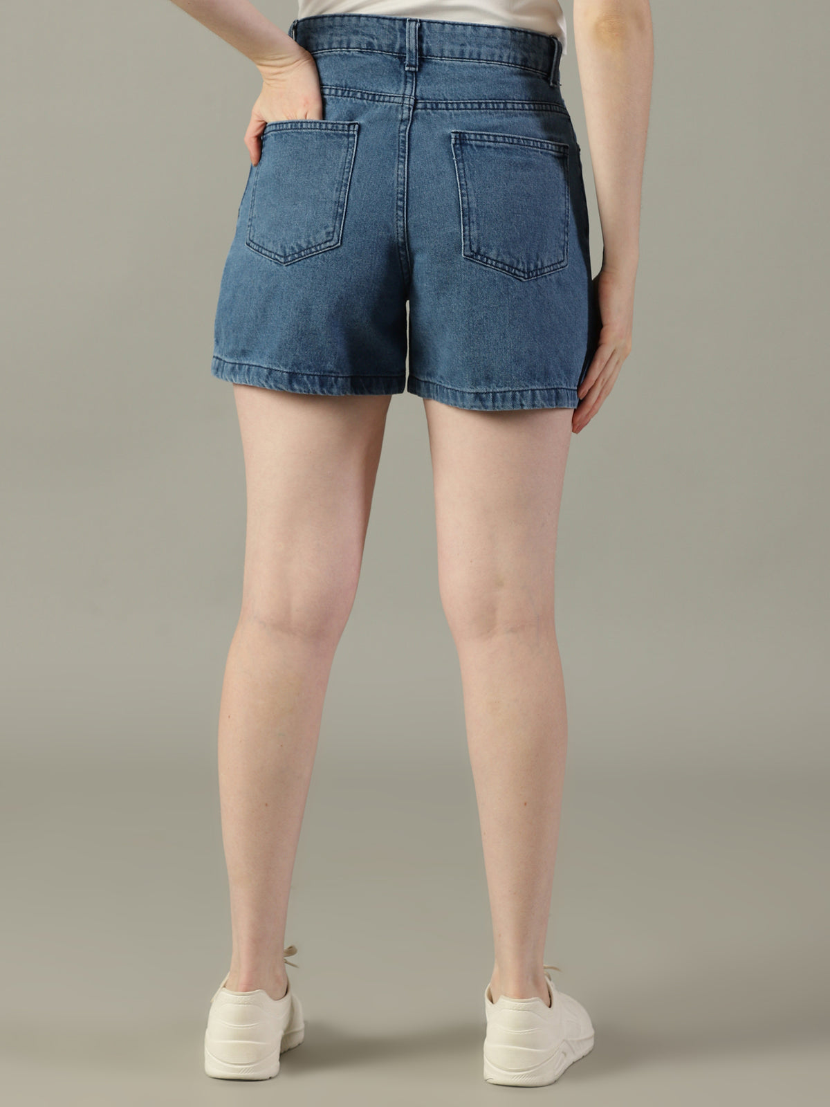The All-Day High Waisted Denim shorts Mid wash