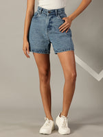 Load image into Gallery viewer, The All-Day High Waisted Denim shorts Mid wash
