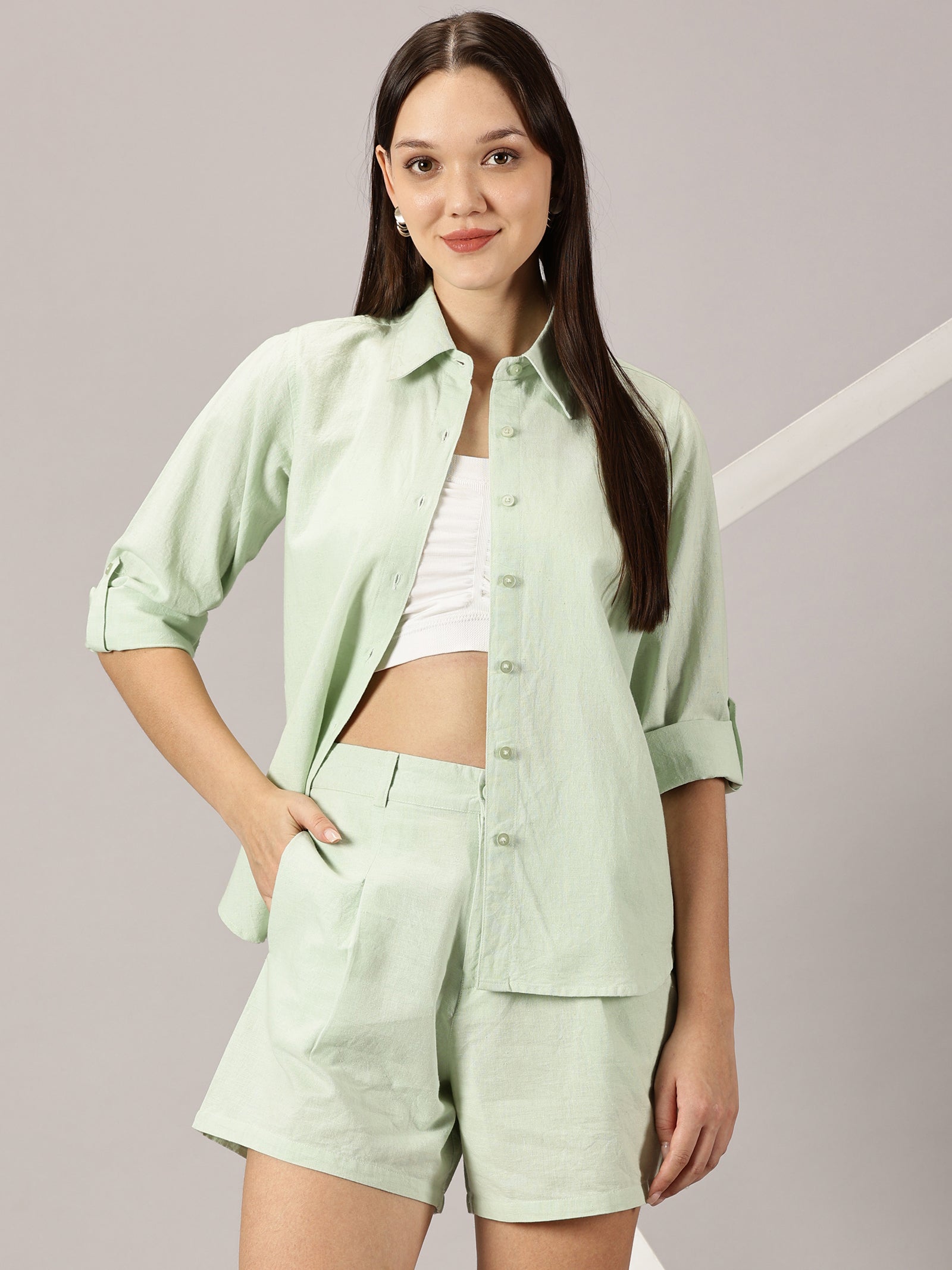 Mint Green Linen co-ords