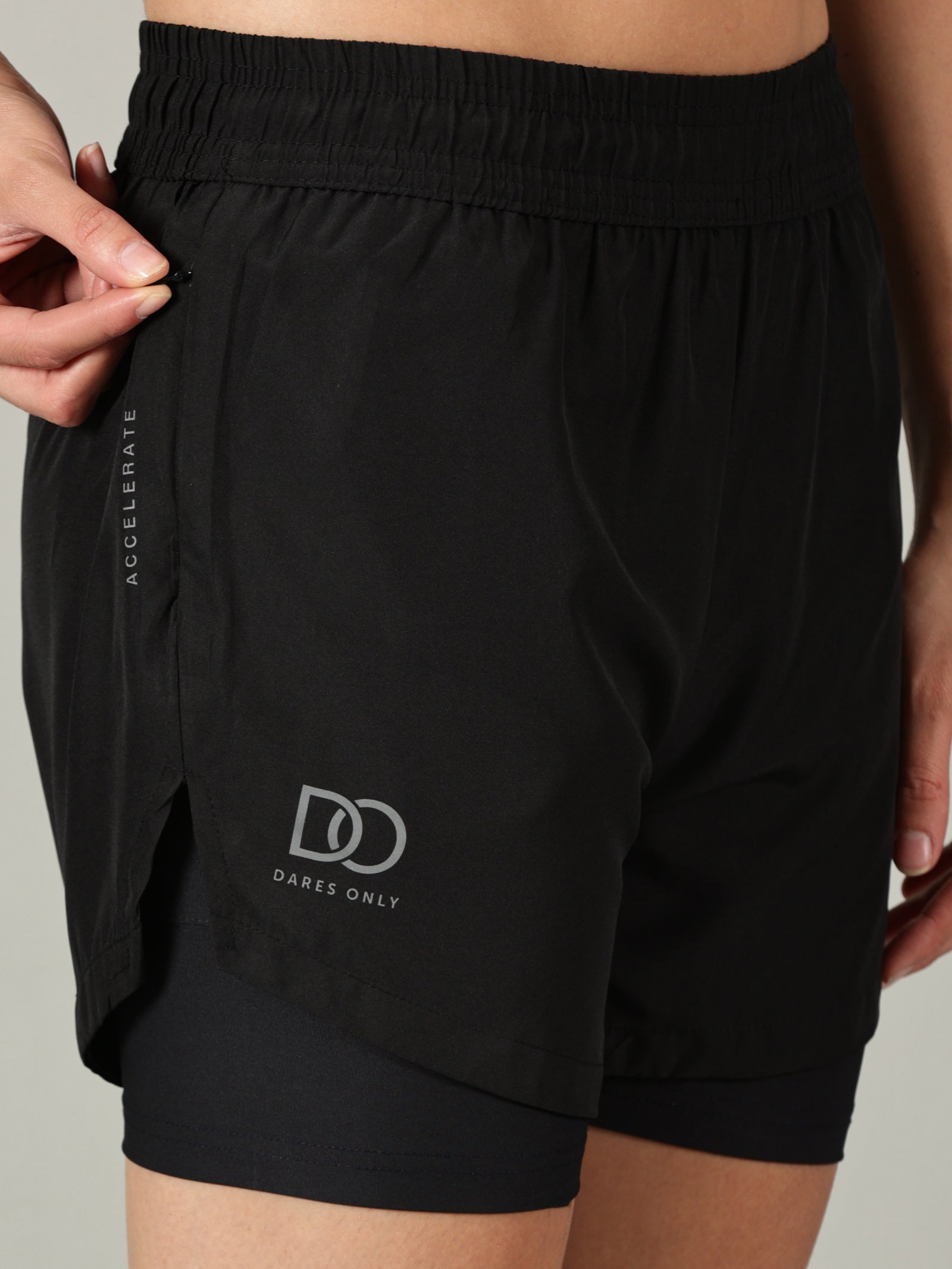 Dares Only Black 2-in-1 Run Short