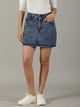 The Anywhere Denim Skirt with Built-In Tights – Mid Wash