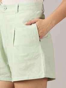 Mint Green Tailored Linen Shorts