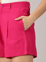 Load image into Gallery viewer, Fuchsia Tailored Linen Shorts
