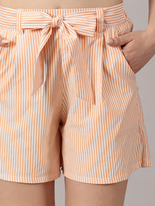 Coastal Charm Orange pinstripe shorts