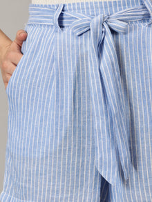 Coastal Charm Aqua pinstripe shorts