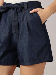 Knotty Blue Tie-front Denim shorts