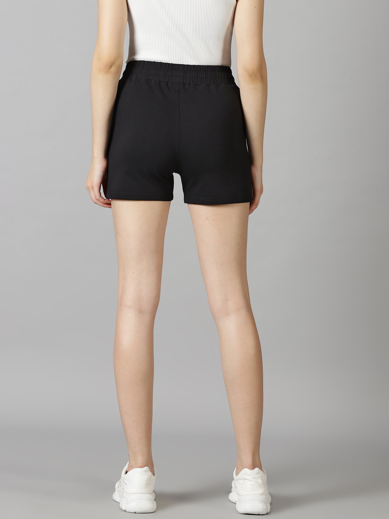 Bold Black High-rise French Terry shorts