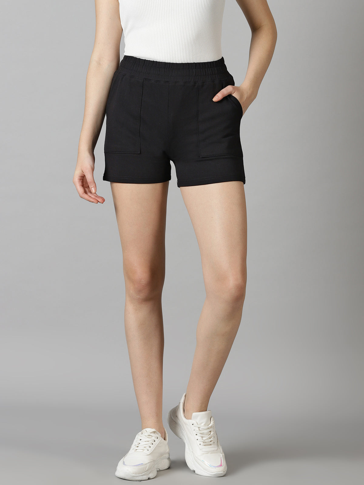 Bold Black Women's French Terry shorts