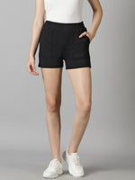 Load image into Gallery viewer, Bold Black High-rise French Terry shorts
