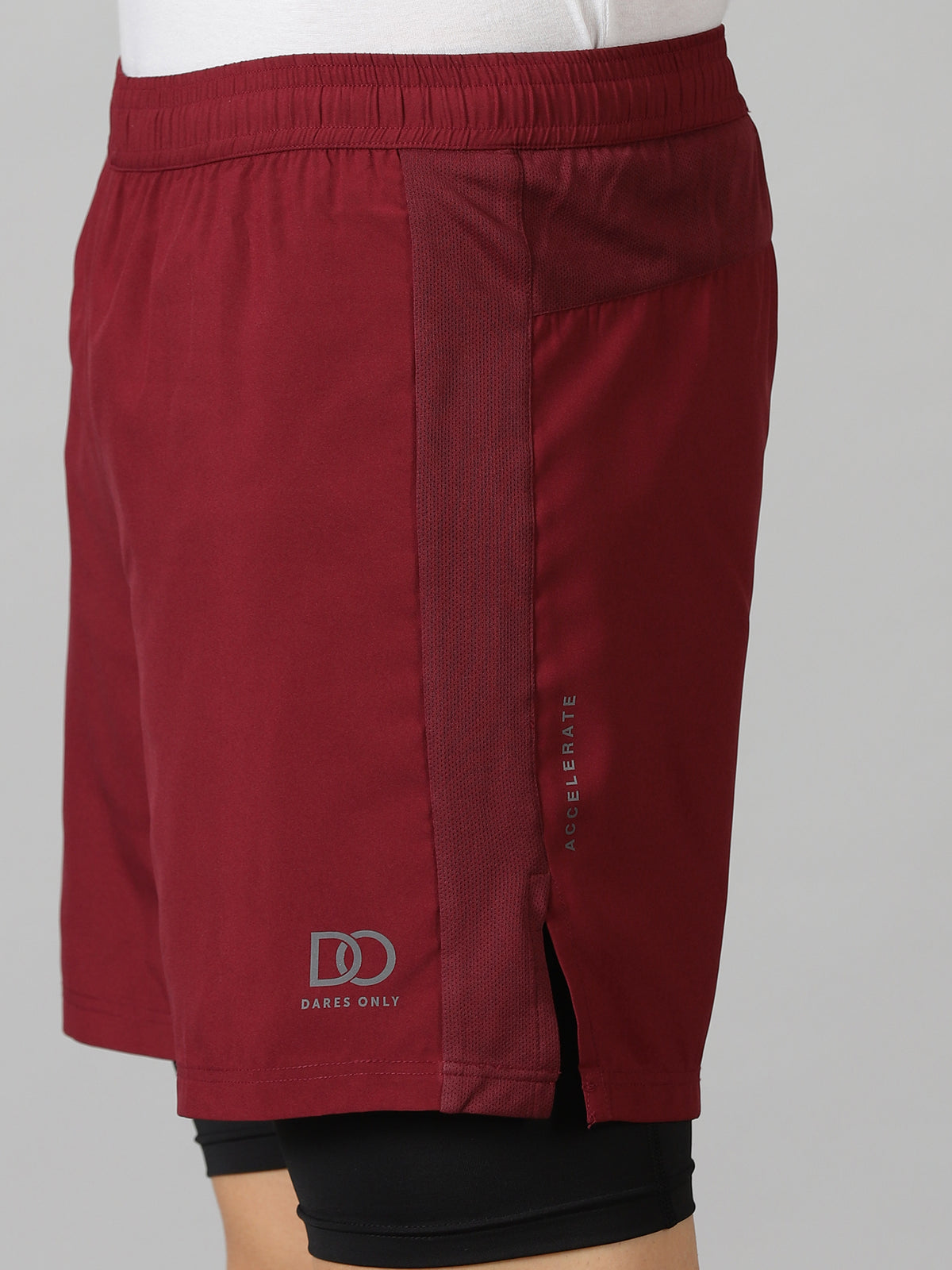 Dares Only Burgundy Hybrid Run Shorts