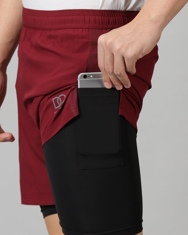 Dares Only Burgundy Hybrid Run Shorts