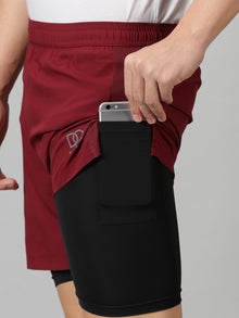 Dares Only Burgundy Hybrid Run Shorts